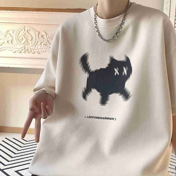 Tasarımcı moda giyim hip hop tees rock tshirts kedi baskılı t-shirt erkekler modaya uygun yaz Amerikan giyim tasarımı bir moda duygusu ile