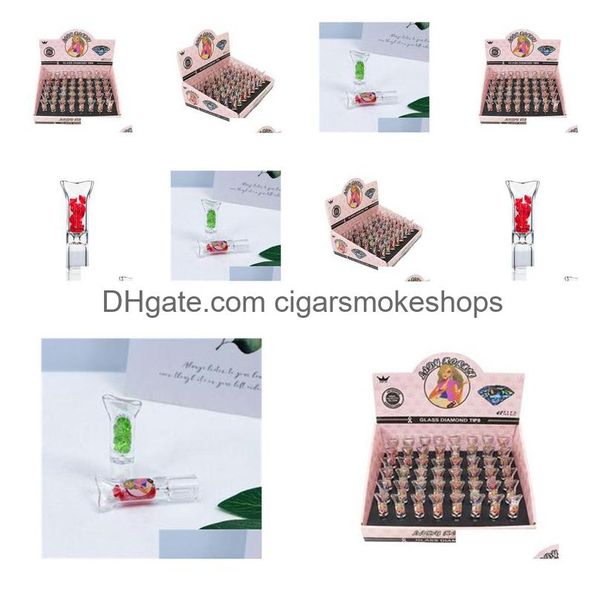 Sigara Boru Aksesuarları Smoke Dükkanı Lady Hornet Renk Elmas Dekoratif Cam Boru Filtre Emme Nozul 8mm Çap Eleman Daml Dhnj7