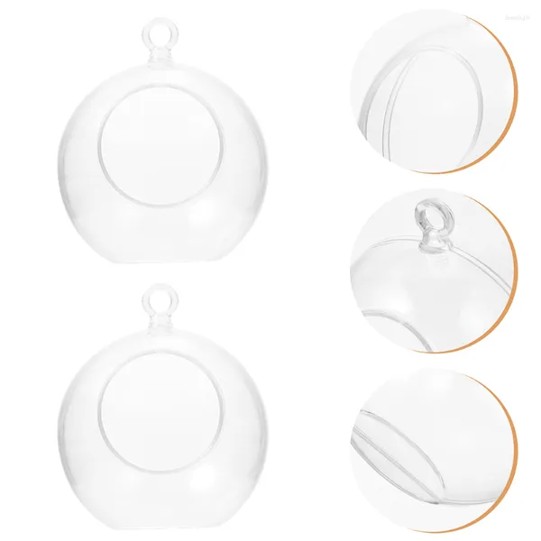 Castiçais Enfeites de Natal preenchíveis Bola Transparente para Pendurar Artesanato Suporte para Bolas Terrário Cabide de Ar Árvore Tealight Ornamento para Vaso