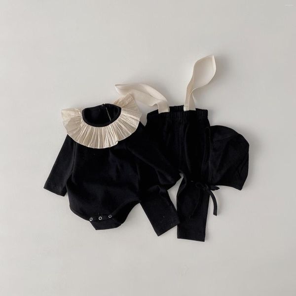 Giyim Setleri 2023 Bebek Kız Giysileri Seti Bodysuit Pants Şapkası 3pcs Pamuk Toddler Kıyafetler Çocuk Tulumları Çocuklar