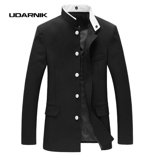 Whole-Men Schwarz Slim Tunika Jacke Einreihiger Blazer Japanische Schuluniform Gakuran College Mantel Neu 047-4842291I