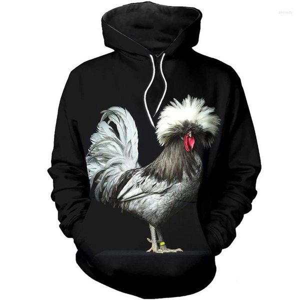 Moletons masculinos Beautiful Chicken 3D e camisas femininas estampadas Fashion Moletom com zíper Casual