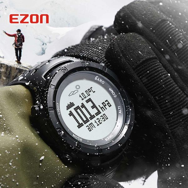 EZON H001H13 Professionelle Klettern Wandern Armbanduhren Höhenmesser Barometer Kompass Männer Digitale Sportuhr 50M Wasserdicht