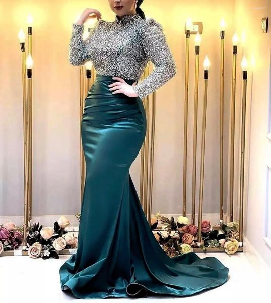 Вечеринка платья Fashionvane Dubai Saudi Arabia Sparking Sequints Вечерние высокие воротнички
