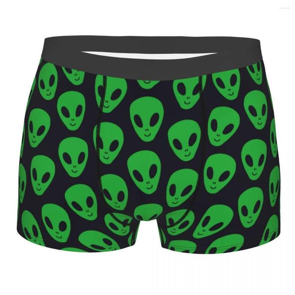 Mutande Boxer Uomo Intimo Uomo Mutandine Pantaloncini Verde Alien UFO Comodo Homme