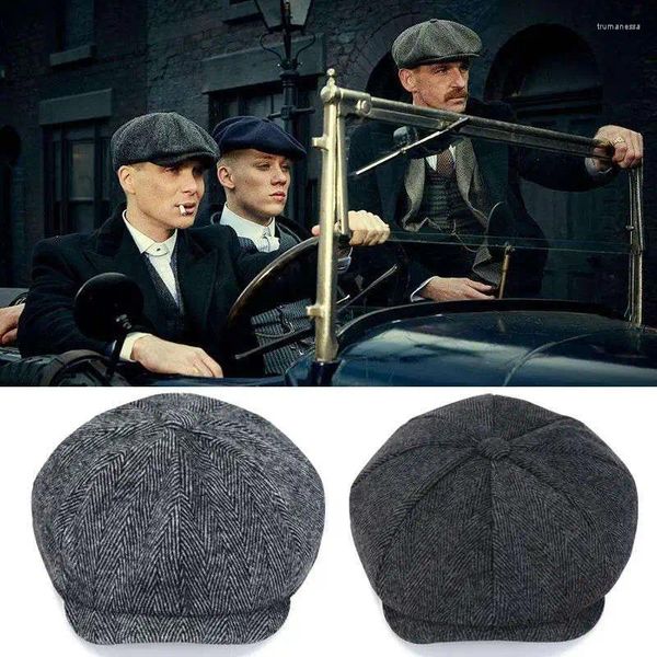 Berets Men Sboy Hat Beret Herringbone Gatsby Hats Street Caps