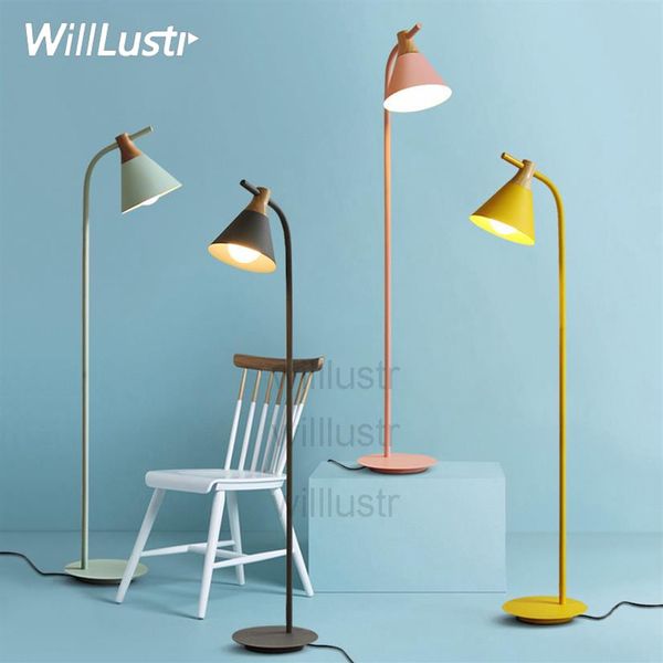 Willlustr design moderno lampada da terra in legno illuminazione nordica macaron color lampade salotto camera da letto sala studio el hall divano lato f312A