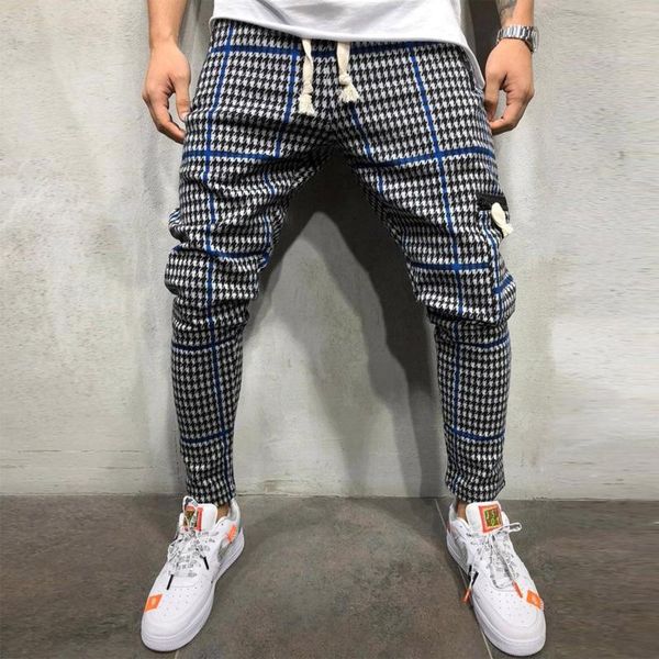 Männer Hosen Dünne Persönlichkeit Streetwear Plaid Freizeit Sport Gestreiften Hosen Männer Casual Männlichen Außerhalb Trainingsanzug