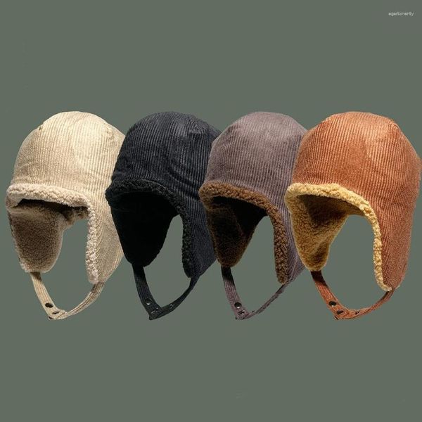 Berets 2023 Ins Zwei Seiten Tragen Winter Warme Pelz Baseball Hut Mit Ohren Uschanka Für Frauen Bonnet Femme Hiver De luxe Russische Bomber Caps