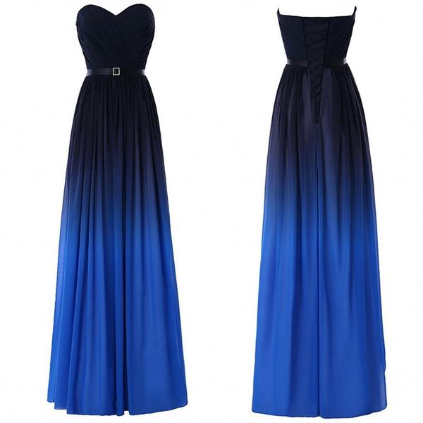 Mode Farbverlauf Ombre Ballkleider Schatz Schwarz Blau Chiffon Neue Frauen Abend Formales Kleid 2020 Langes Partykleid Roter Teppich189K