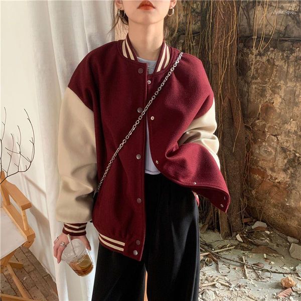 Giacche da donna Deeptown Giacca da baseball Streetwear Y2k American Retro Women Oversize Bf College Couple Outerwaer Abbigliamento coreano Cappotti