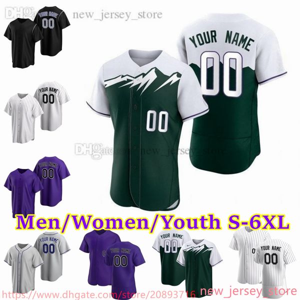 Maglia da baseball NCAA S-6XL personalizzata 35 Elias Diaz 19 Charlie Blackmon 21 Kyle Freeland 48 German Marquez 24 Ryan McMahon 1 Garrett Hampson Yonathan Daza maglie cucite