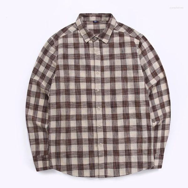 Camisas casuais masculinas Camisa xadrez fresca de qualidade 2023 masculina outono manga longa chemise homme algodão botão xadrez masculino