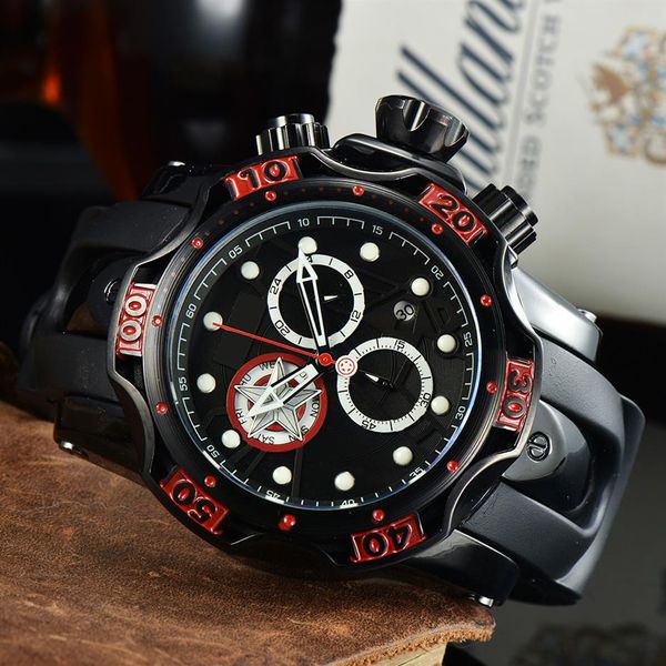 Big Case Mens Watches для бразильского All Dial Work Chronograph Quartz Movement Watch Rubber Strap Sport Birstwatch Gold Color Heavy309V