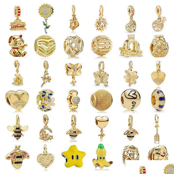Charms 925 Sterling Sier Gold Lucky Cat Bee Aneaple Diy Beads, подходящие для европейского браслета из европейского пандоры.