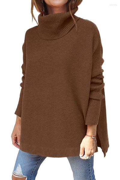 Женские свитеры негабаритный свитер. Пуловой пуловер с длинным рукавом Turtleneck 2023 Женская топ -топ -белый хаки коричневый черный трикотаж