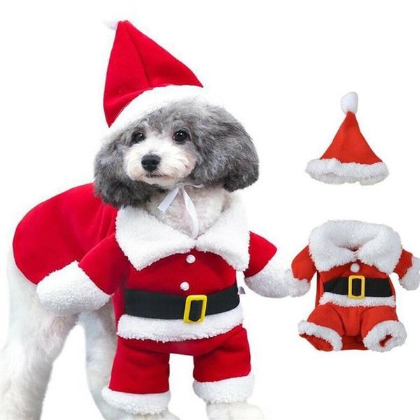 Hundebekleidung, Mantel, Weihnachten, Haustier, Weihnachtsmann-Kostüm, Kleidung, Kapuzenpullover, Weihnachtsoutfit, UK für Welpen, warme Katzenmäntel, Winter267x