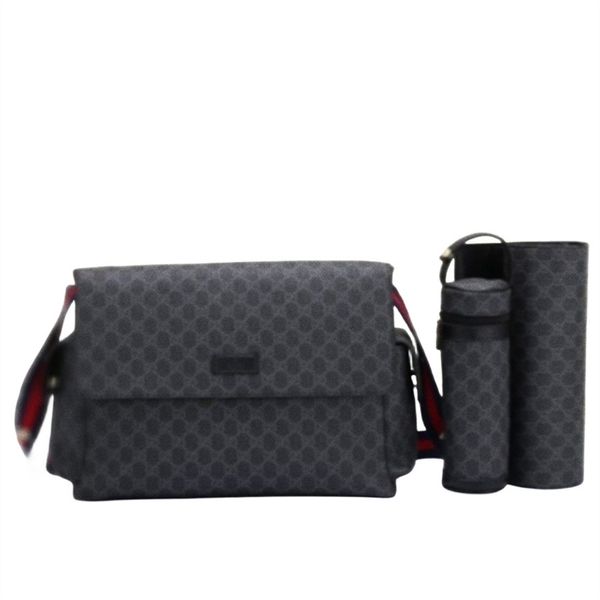 Hochwertige Wickeltasche, wasserdichte Designer-Muttertasche, Wickeltasche, 3-teilig, Baby-Reißverschluss, braune Tasche mit Karomuster, A13