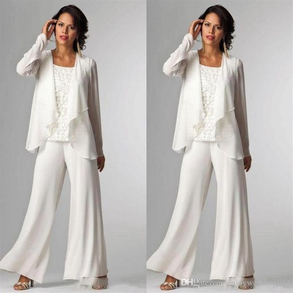 Pantaloni eleganti in chiffon Abiti per la madre della sposa Abiti con giacca Taglie forti Abiti da festa Tailleur pantalone Pantalone per la madre dello sposo260f