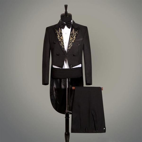 Novo design ternos de casamento personalizados preto noivo tailcoat ternos formais performance de piano homem padrinho ternos jaqueta calças ves2487