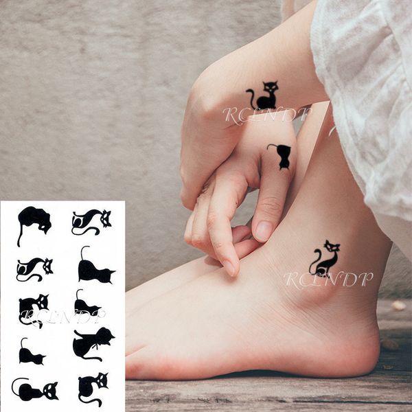 Adesivo de tatuagem temporária à prova d'água gato raposa animal falso tatuagem flash tatuagem pescoço mão costas pé ombro para crianças mulheres homens