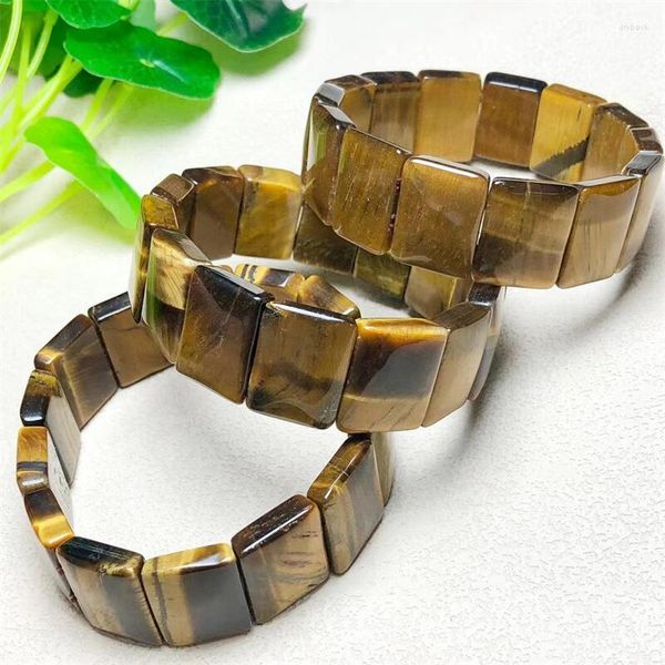 Strand Natural Tiger Eye Stone Bracciale Fashion Gemstone Crystal Jewelry Bangle per le donne Healing Bohemia Holiday Gift 1PCS 13x18mm