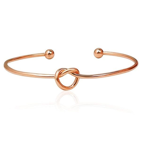 Bangle Trendy Simple Creativity Bracciale con polsino annodato aperto per fascino Donna Elegante colore oro rosa Delicatezza Gioielli Regali Drop Deliv Dhdhp