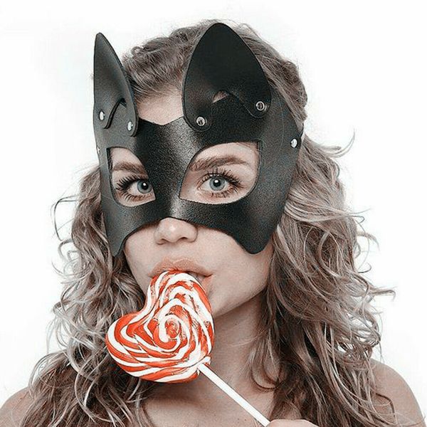 Frauen Cosplay Katze Ohr Maske Halloween Party Leder Augenmaske Leistung Kostüm Sexy Lady Maskerade Festival Geheimnisvolle Requisiten