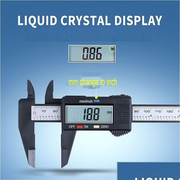 Compassos de calibre vernier 150mm lcd digital paquímetro eletrônico plástico com bateria medidor micrômetro ferramenta de medição drop entrega escritório scho dhcgc