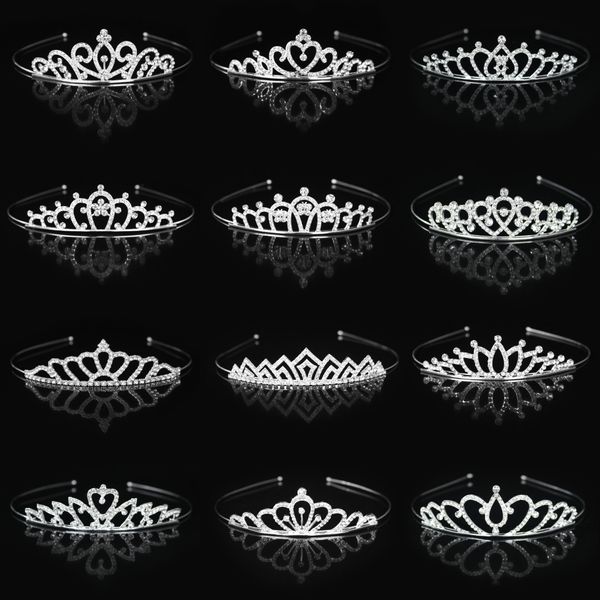 Peças de cabeça para meninas coroa de cristal strass bandana acessórios de festa de cabelo princesa cocar