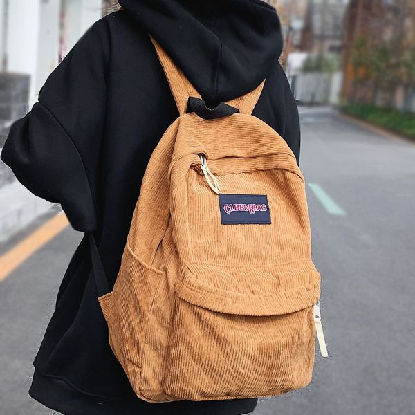 Школьные сумки девочка мальчик коричневый вельвет книжный рюкзак мода мода женщина мужская винтажная сумка для путешествий, женщины, классная леди, ученица подростка 230721