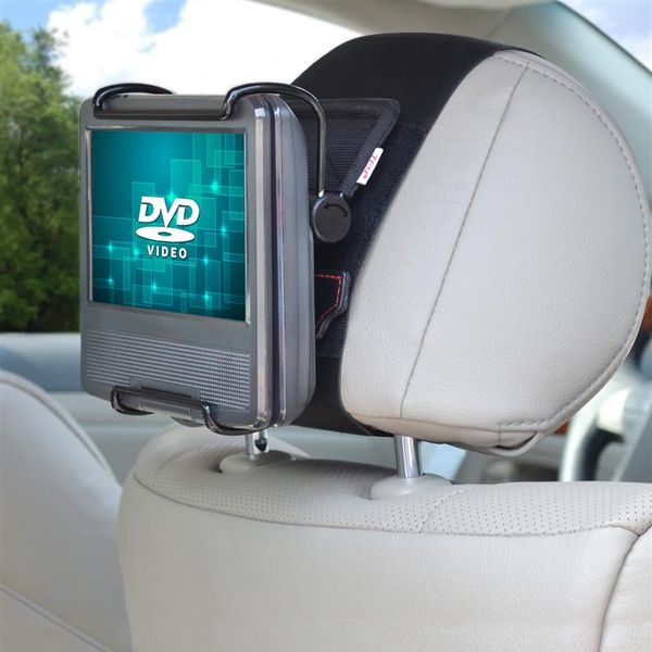 Suporte universal para montagem de encosto de cabeça de carro TFY com braçadeira de fixação de ângulo ajustável para DVD players portáteis de tela giratória de 7 a 10 polegadas B257c