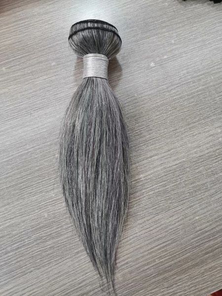 Kısa gri saç demetleri gerçek brezilya gri insan saç dokuma tuz ve karabiber insan saç uzantısı 100g/paket 10 inç gümüş gri yeni varış ücretsiz kargo