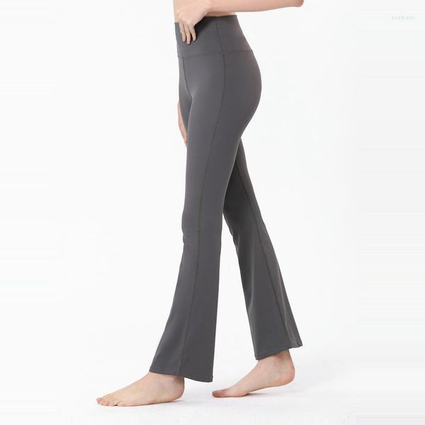 Calça ativa feminina cintura alta skinny yoga elástica estilo coreano streetwear casual perna flare preta