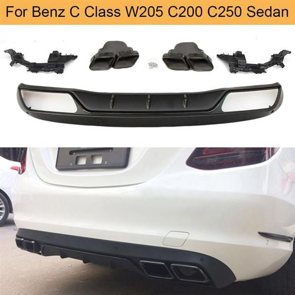 PP Araba Arka Tampon Difüzör Mercedes Benz C Sınıfı W205 C200 C250 Sedan 4D 2015-2017 Spor için Non C63 AMG Arka Difüzör Tipleri279V