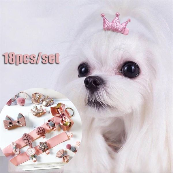 Roupas para cães 18 peças conjunto grampos de cabelo para cães rosa preto menino menina festa casamento luxo pet grooming acessórios grampo de cabelo gato chihuahua 253 w