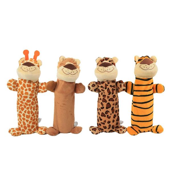 Umweltschutzdesign ohne Füllung Hundespielzeug Kauspielzeug Plüschhundespielzeug für kleine und mittlere Hunde Löwe Giraffe Tiger leopa285Z