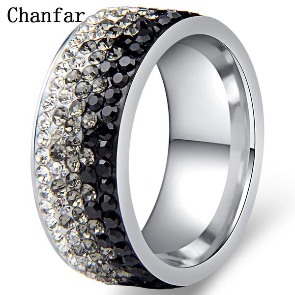 Chanfar Full Crystal Ring 6 7 8 9 10 Sizes Love Wedding Rings For Women Romantic Aço Inoxidável Anel Charme Jóias