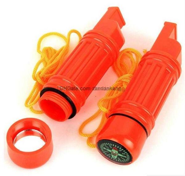 5 arada 1 çok fonksiyonlu acil Survival Whistle Kamp Backpacking Pusula Aracı Taşınabilir Açık Mekan Mini Hayatta Kalma Dişli Yürüyüş Seyahat Seyahat Düdük