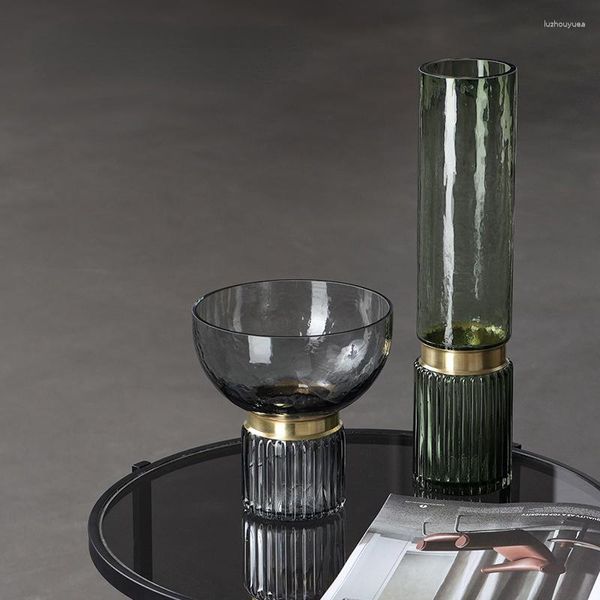 Vazolar Nordic hidroponik bakır şeffaf cam vazo dekorasyon oturma odası ev aksesuarları masaüstü konteyner