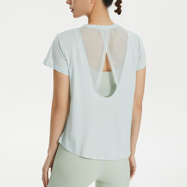 Активные рубашки йога спортивная футболка для футболки Женщины, управляющие одеждой, сетчатой ​​сетчатой ​​прохладной дышащий на открытом воздухе с короткой рукава