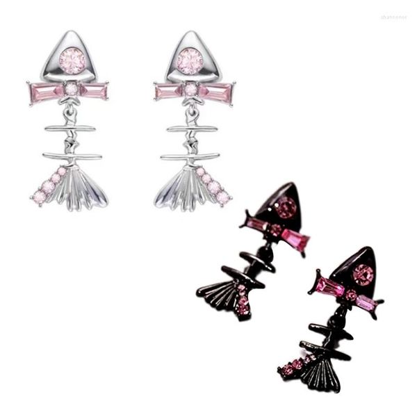 Ohrstecker Fischgräte Rosa Zirkon Piercing Modeschmuck Einfach Punk Für Frauen Mädchen