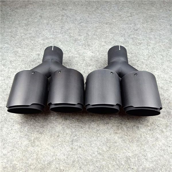Два ПК Универсальные акрапович двойные выхлопные глушители кончики углеродного волокна черная из нержавеющая сталь Авто выпуск
