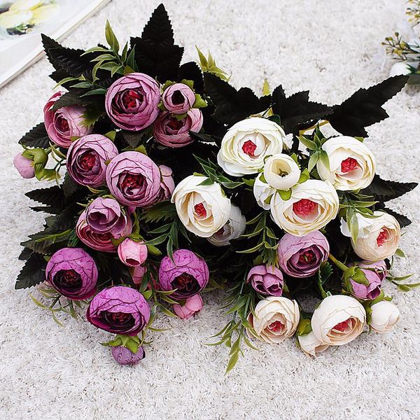 Fiori decorativi 1 bouquet di fiori artificiali di peonia di seta rosa bouquet 6 grandi teste finte per la decorazione di matrimoni di famiglia al coperto