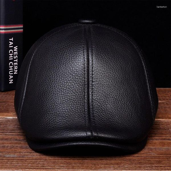 Ball Caps HL110 2023 Nen's Real Skin Leather Adult Solid Cappelli regolabili con 3 colori Genuine Men Berretto da baseball Hat