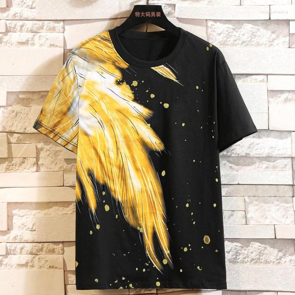 T-shirt da uomo 13XL 12XL Stampa marea oversize estiva Uomo Taglie forti Abbinamento colori T-shirt a mezza manica con cuciture casual Camicia hip-hop