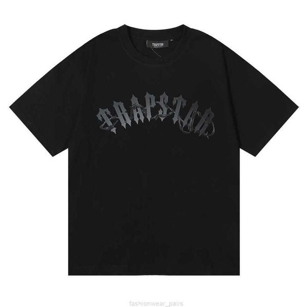 Designer Fashion Abbigliamento Tees Tsihrts Camicie Trapstar Filo spinato Arch Tee Dark Letter Print Mens Womens Loose Brand Tshirt manica corta Motion current 514ess