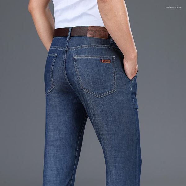 Мужские джинсы 2023 повседневные умные модные свободные брюки легкие весенние лето классический большой размер 28-42 Blue Black