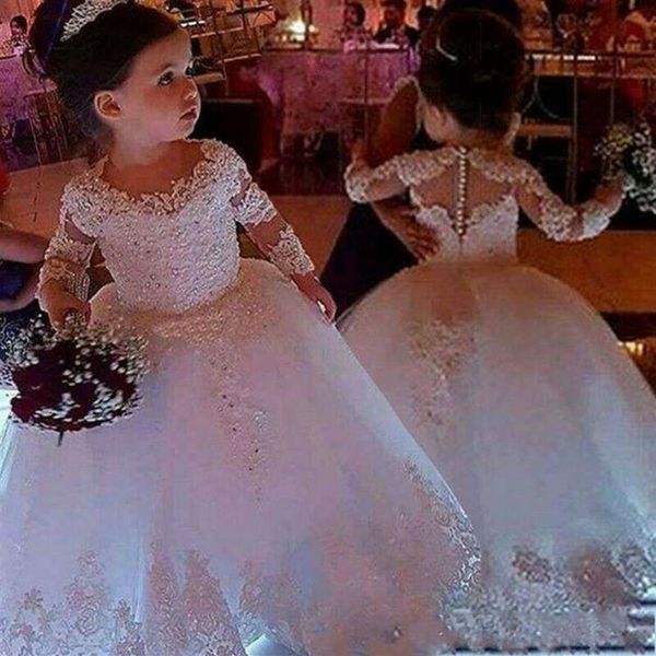 Blumenmädchenkleider Spaghetti Rüschen handgemachte Blumen Spitze Tutu Vintage kleine Babykleider für Kommunion Boho Hochzeit209T