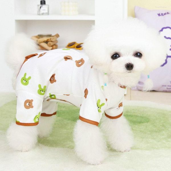 Abbigliamento per cani Abbigliamento per animali Cucciolo Primavera Estate Pigiama Kawaii Foresta Orso Borsa Pancia Pantaloni Abbigliamento Accessori Forniture